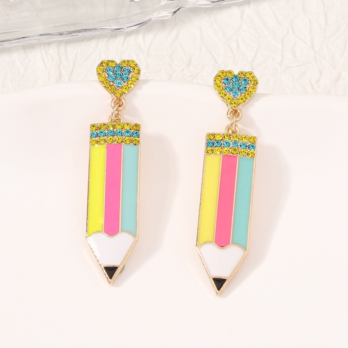 Wholesale Rice Ball Pencil Set with Diamond Alloy Earrings